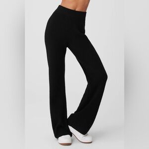 Alo Yoga Black Cashmere High-Waist Plush Waffle Pant